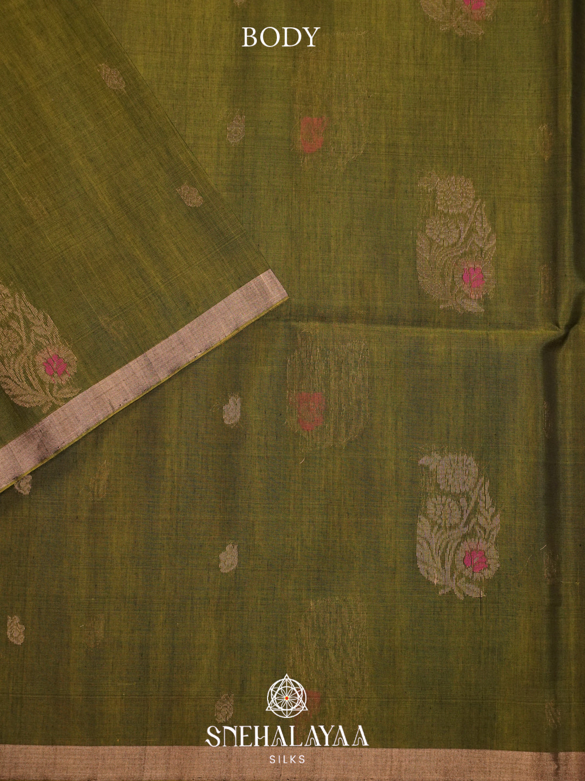 Olive Green Kanchi Silk Cotton Saree