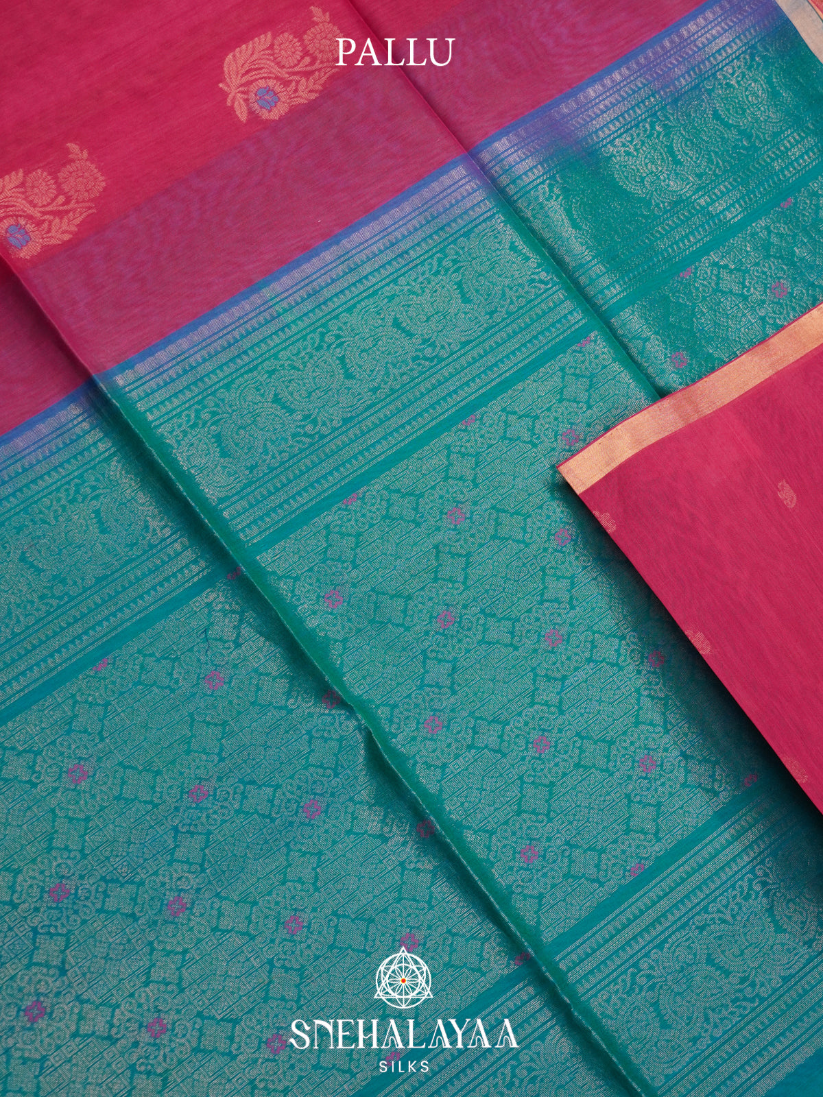 Pink Kanchi Silk Cotton Saree