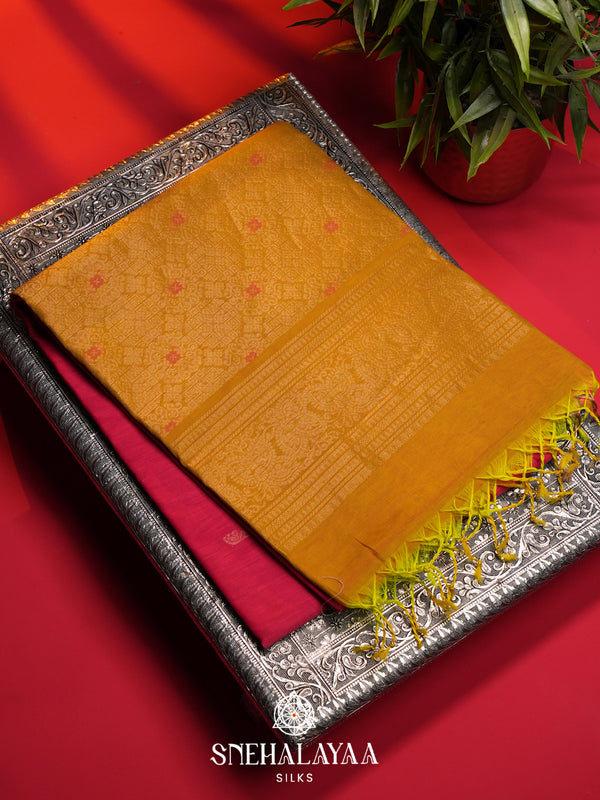 Ruby Red Kanchi Silk Cotton Saree