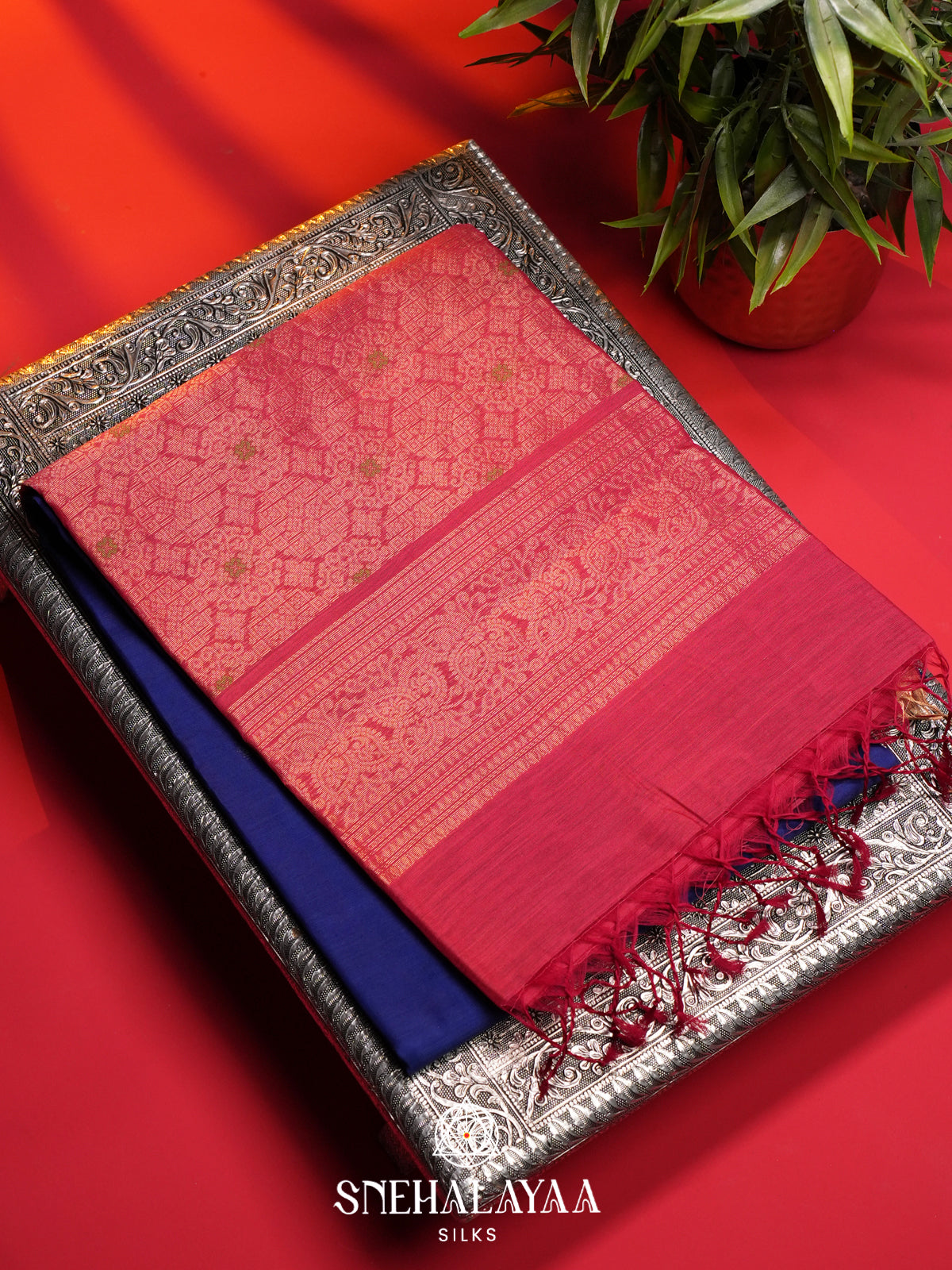 Ink Blue Kanchi Silk Cotton Saree
