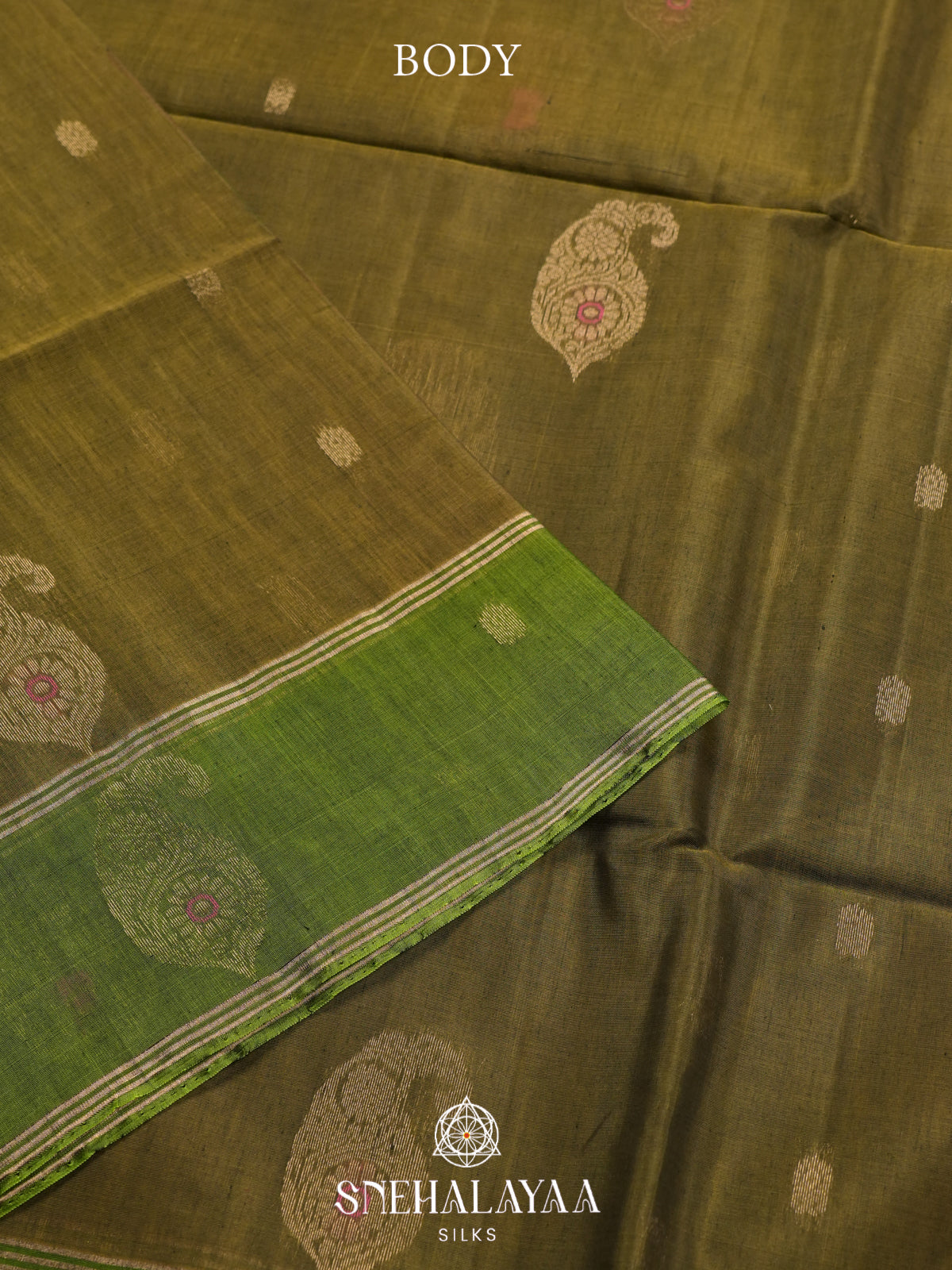 Olive Green Kanchi Silk Cotton Saree