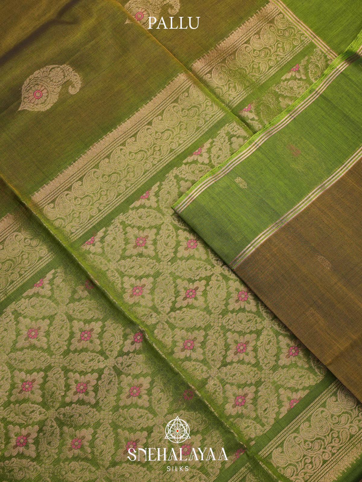 Olive Green Kanchi Silk Cotton Saree