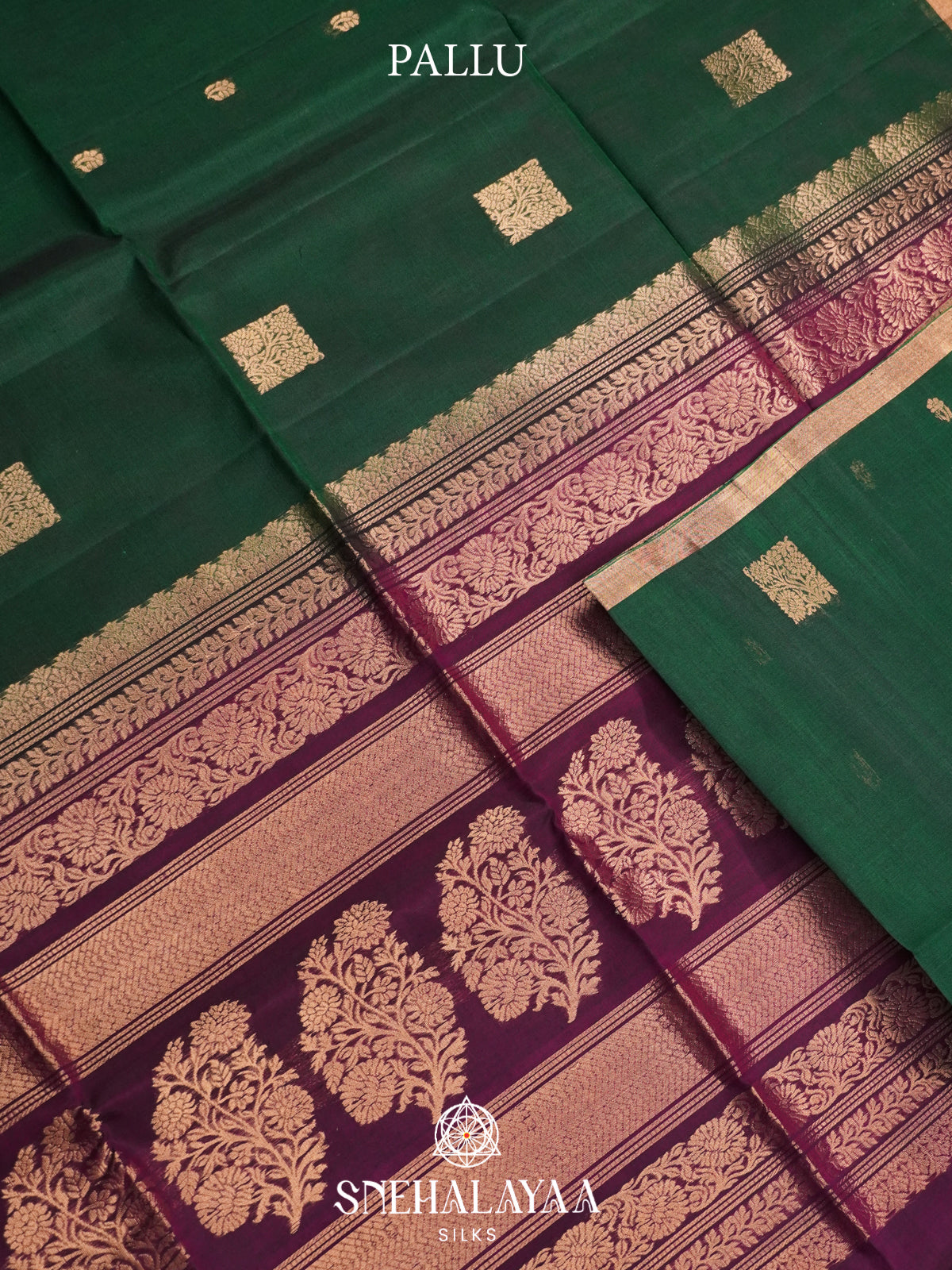 Forest Green Kanchi Silk Cotton Saree