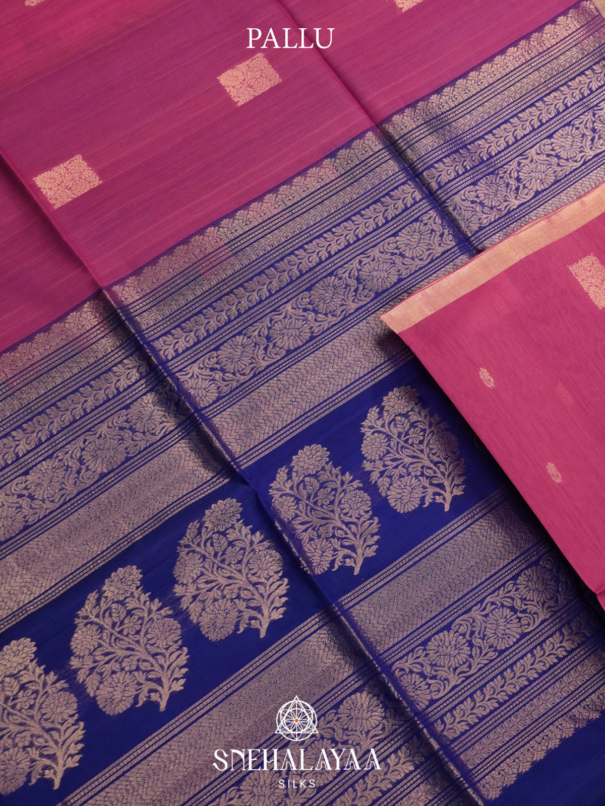 Pink Kanchi Silk Cotton Saree