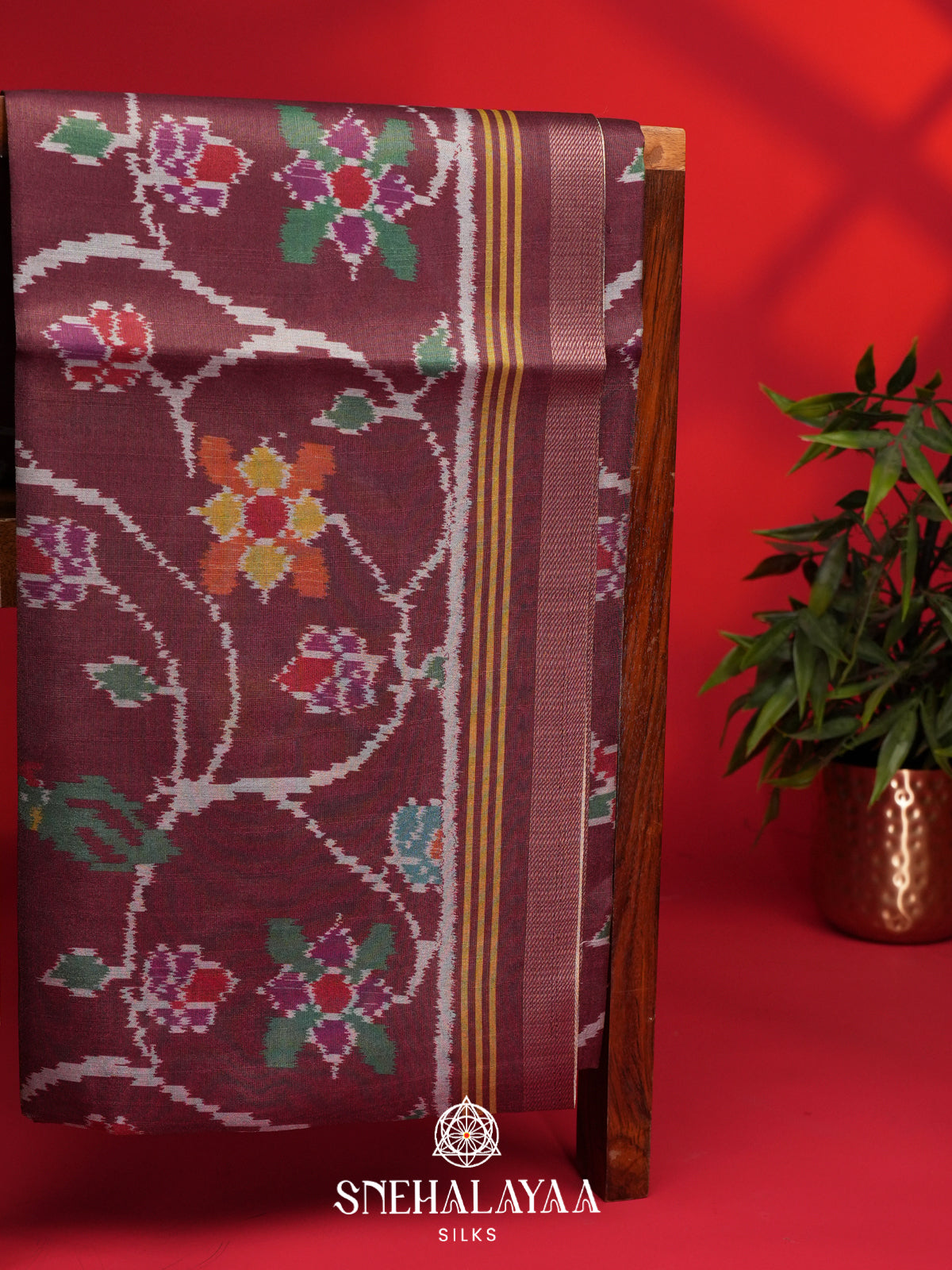 Maroon Tussar Saree