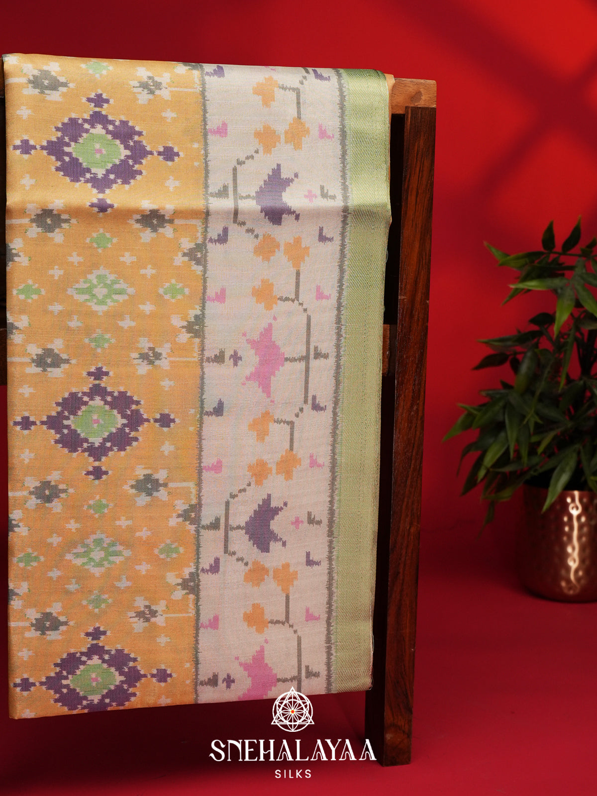Pale Yellow Tussar Saree