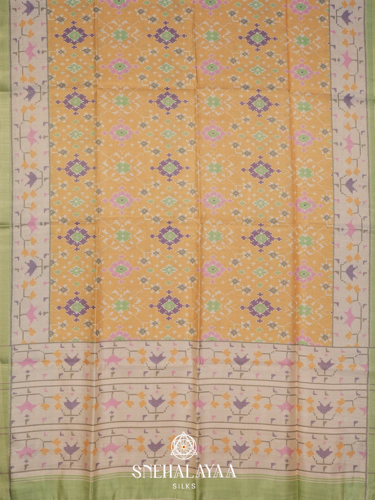 Pale Yellow Tussar Saree