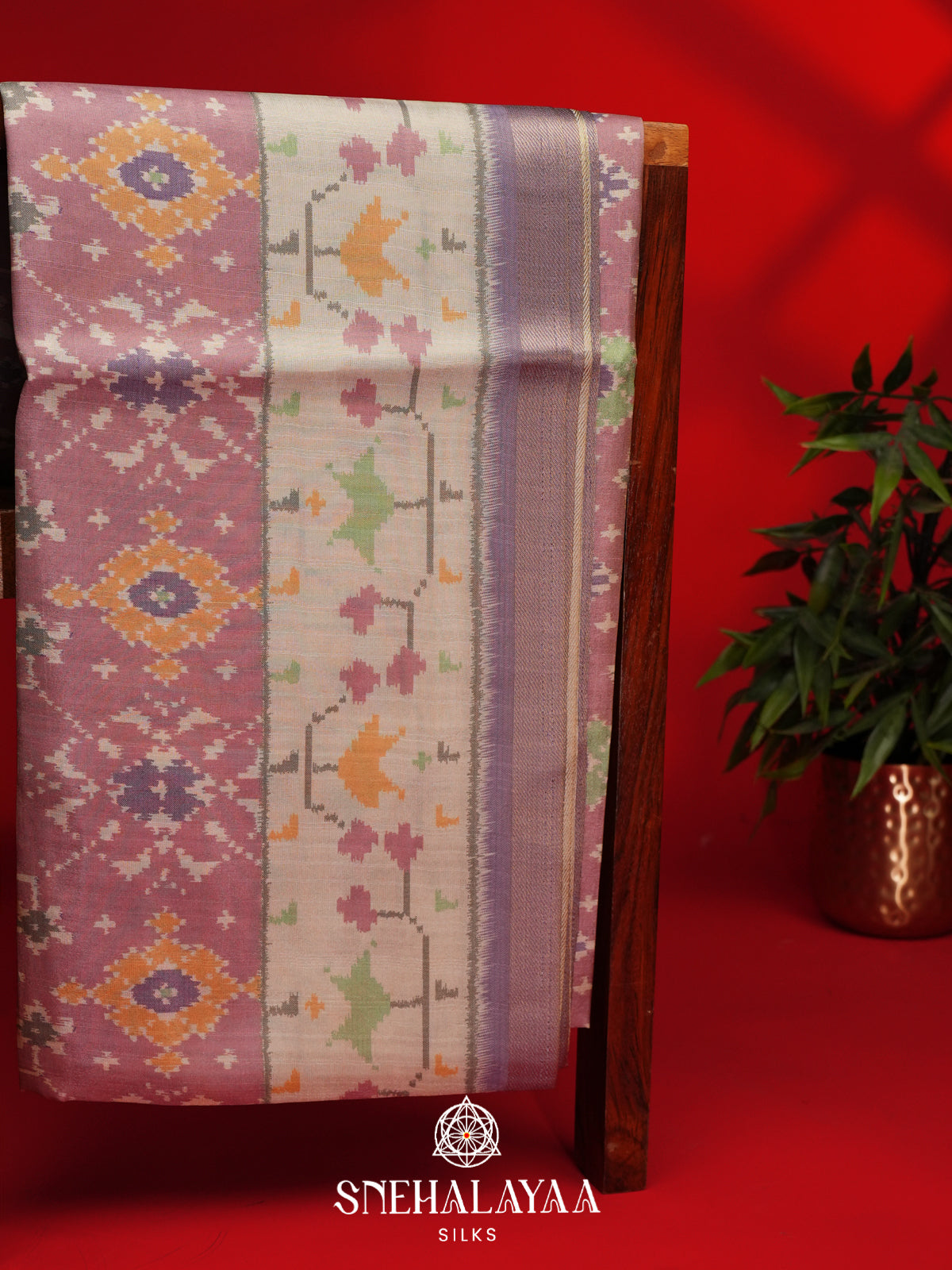 Mauve Pink Tussar Saree