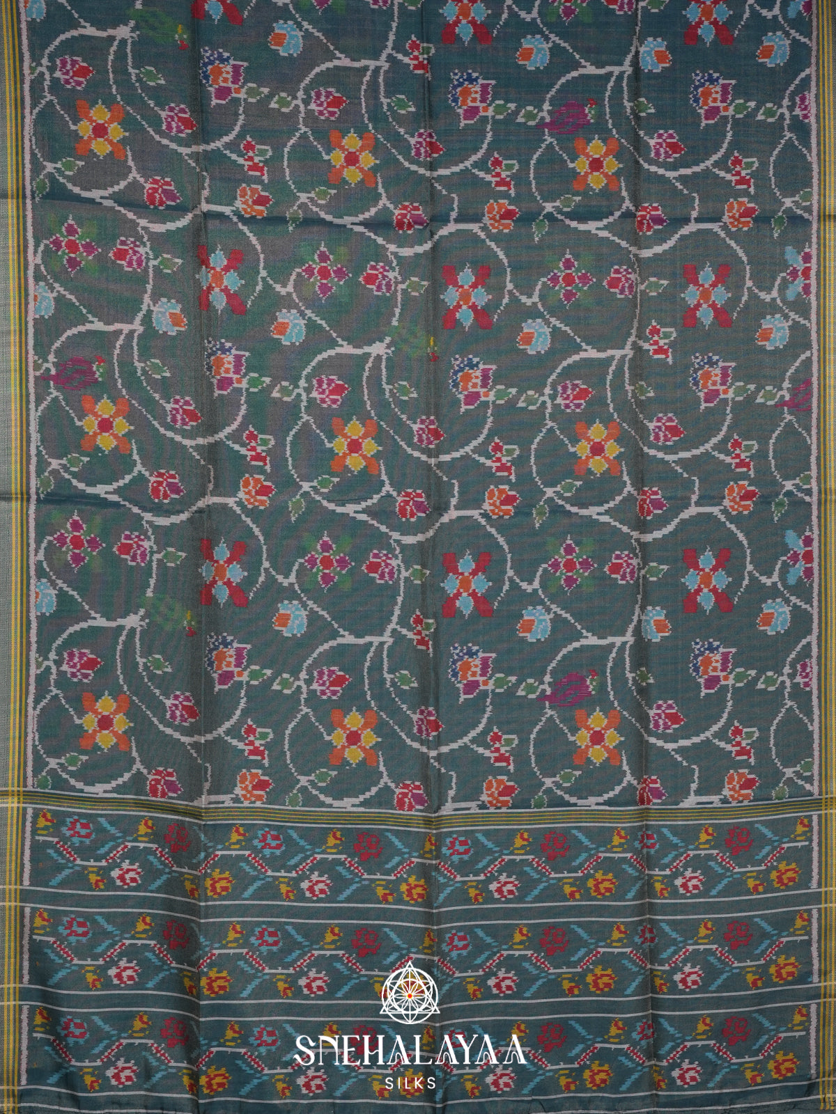 Teal Green Tussar Saree