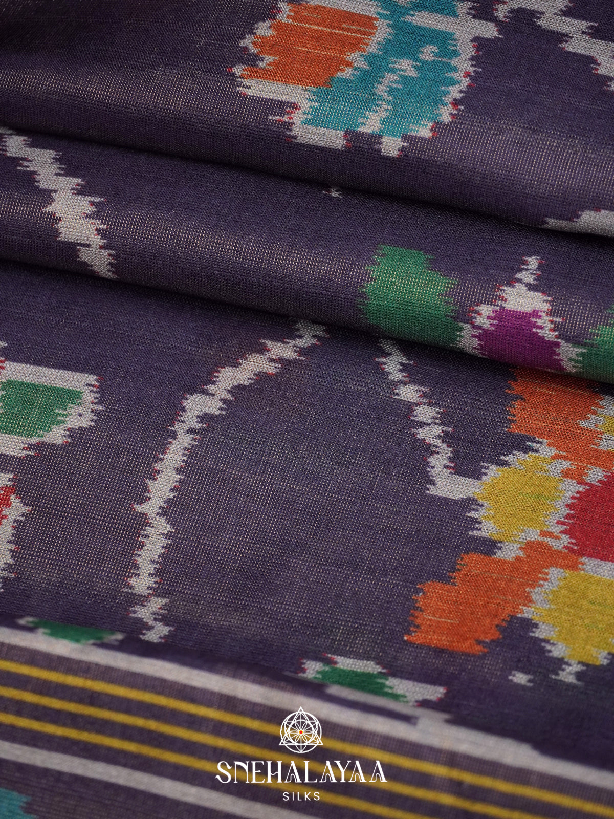 Ink Blue Tussar Saree