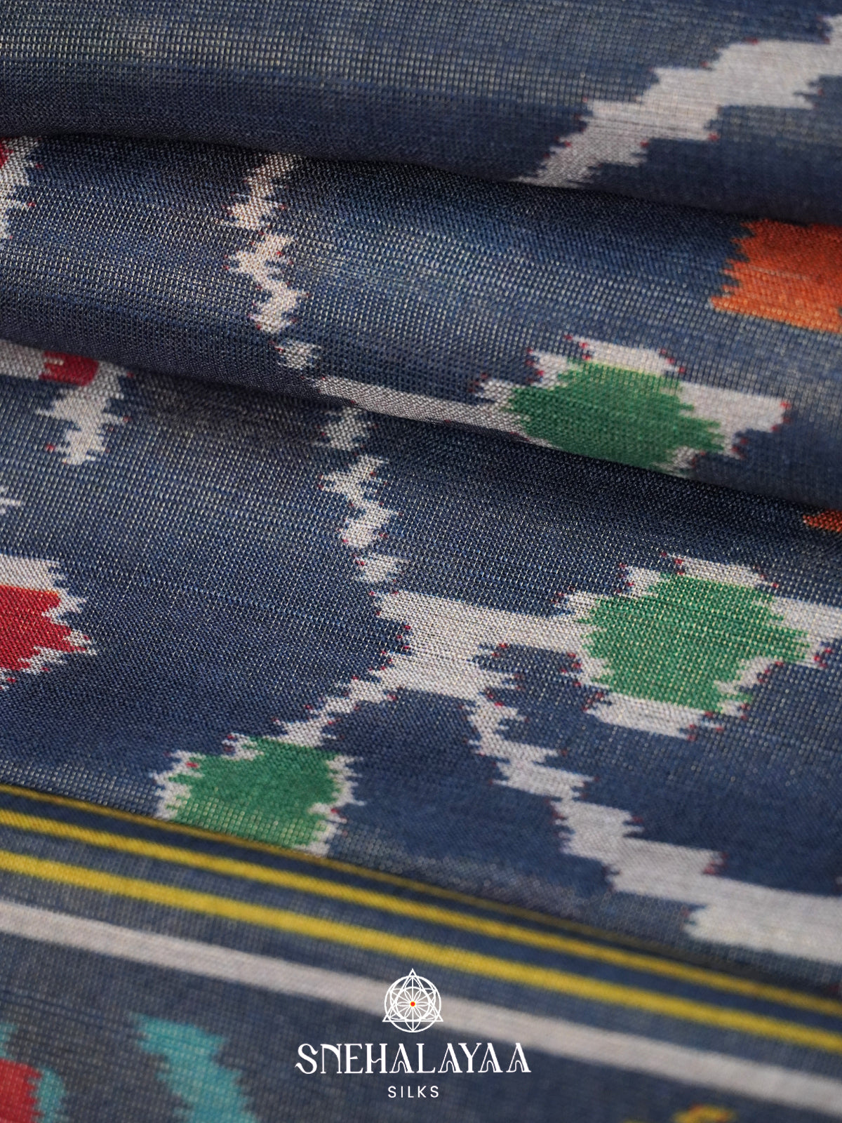 Ink Blue Tussar Saree