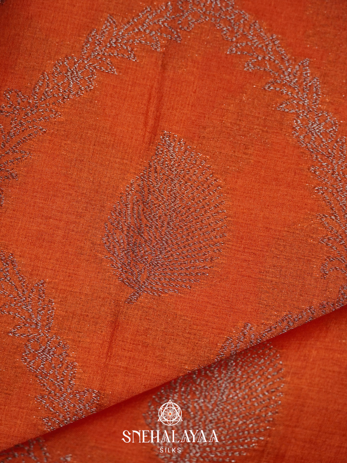 Rust Orange Tussar Saree