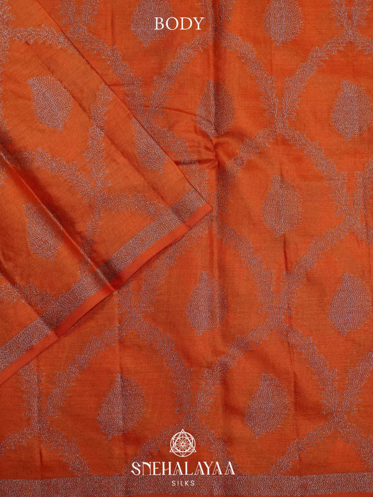 Rust Orange Tussar Saree
