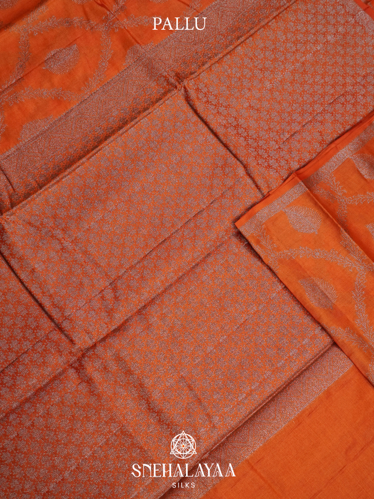 Rust Orange Tussar Saree