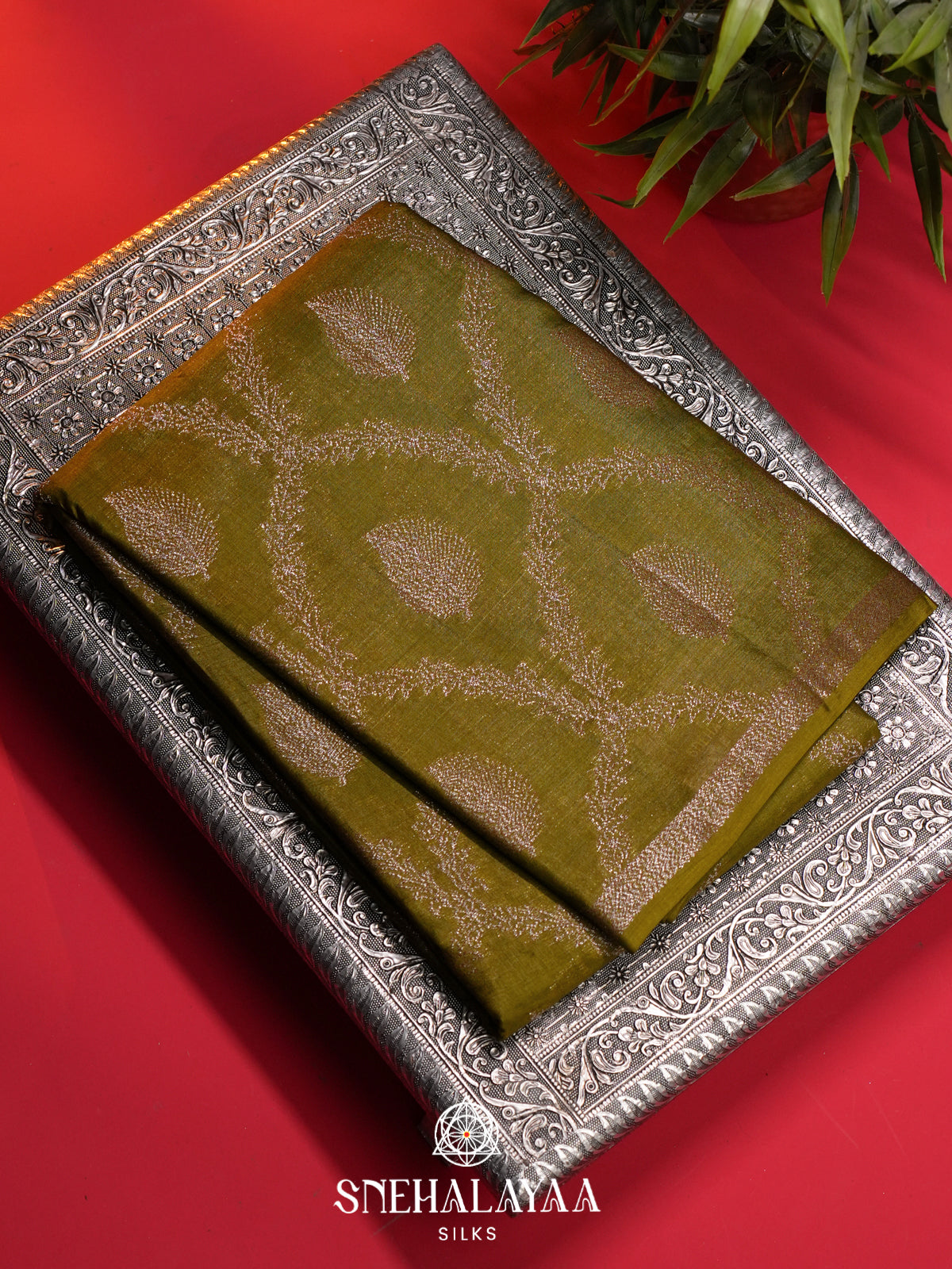 Mehandi Green Tussar Saree