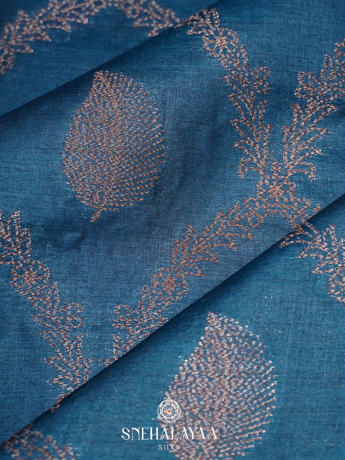 Peacock Blue Tussar Saree