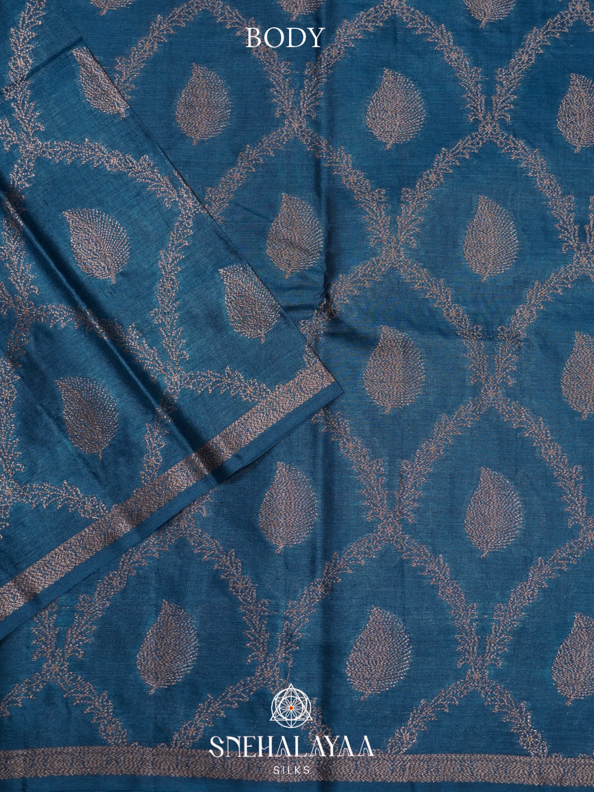 Peacock Blue Tussar Saree