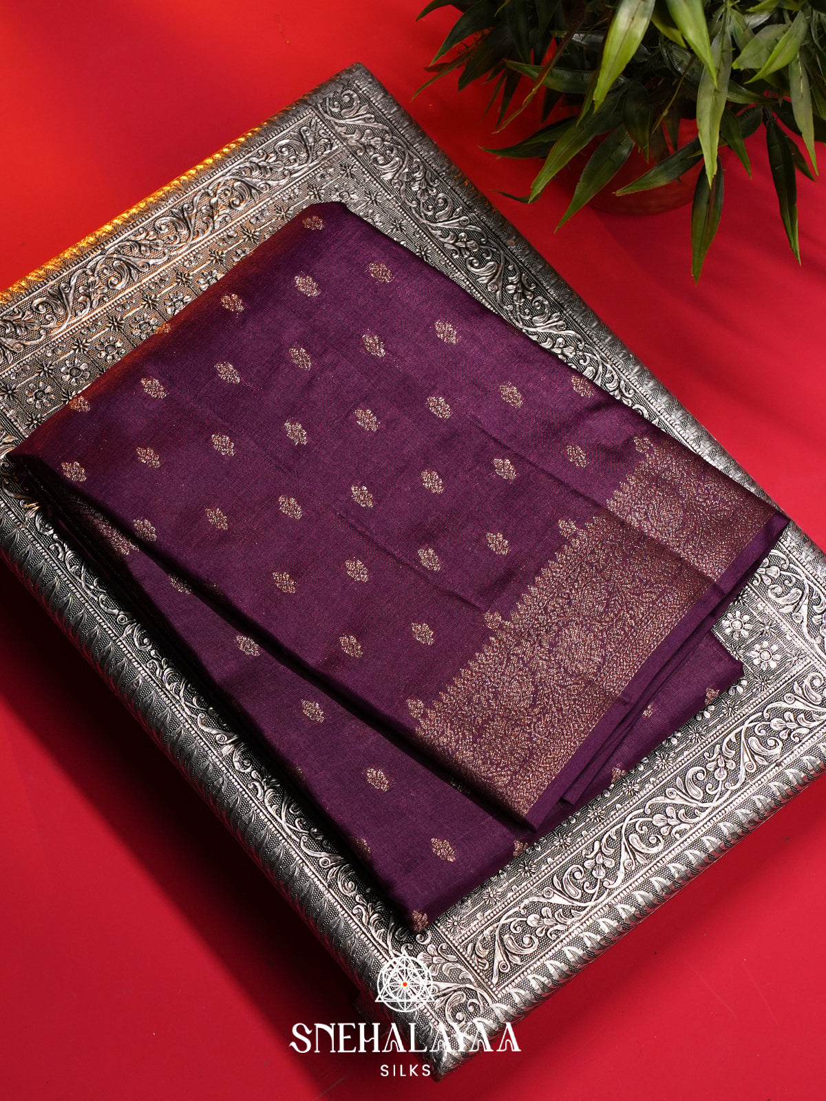 Plum Tussar Saree