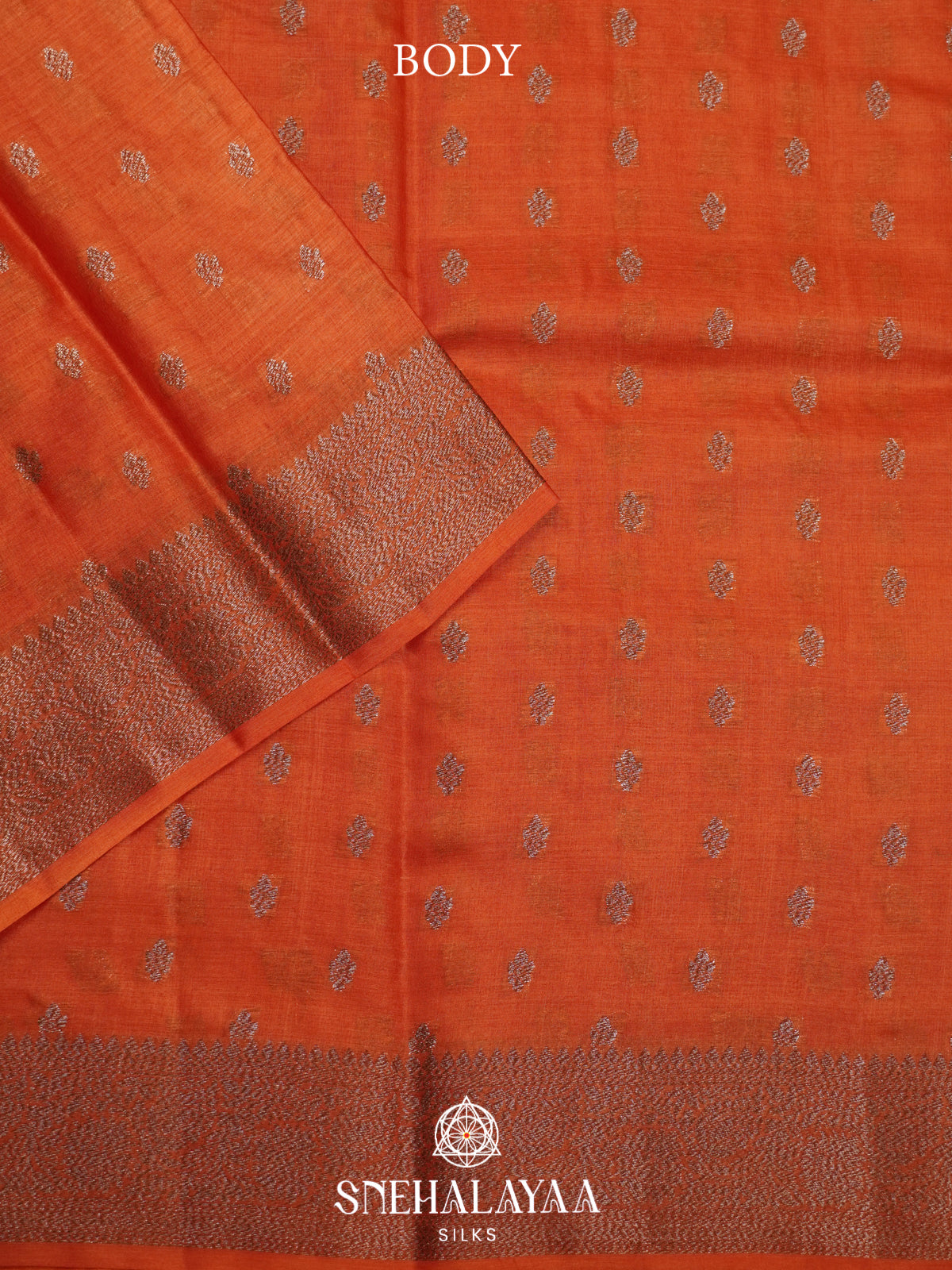 Rust Orange Tussar Saree