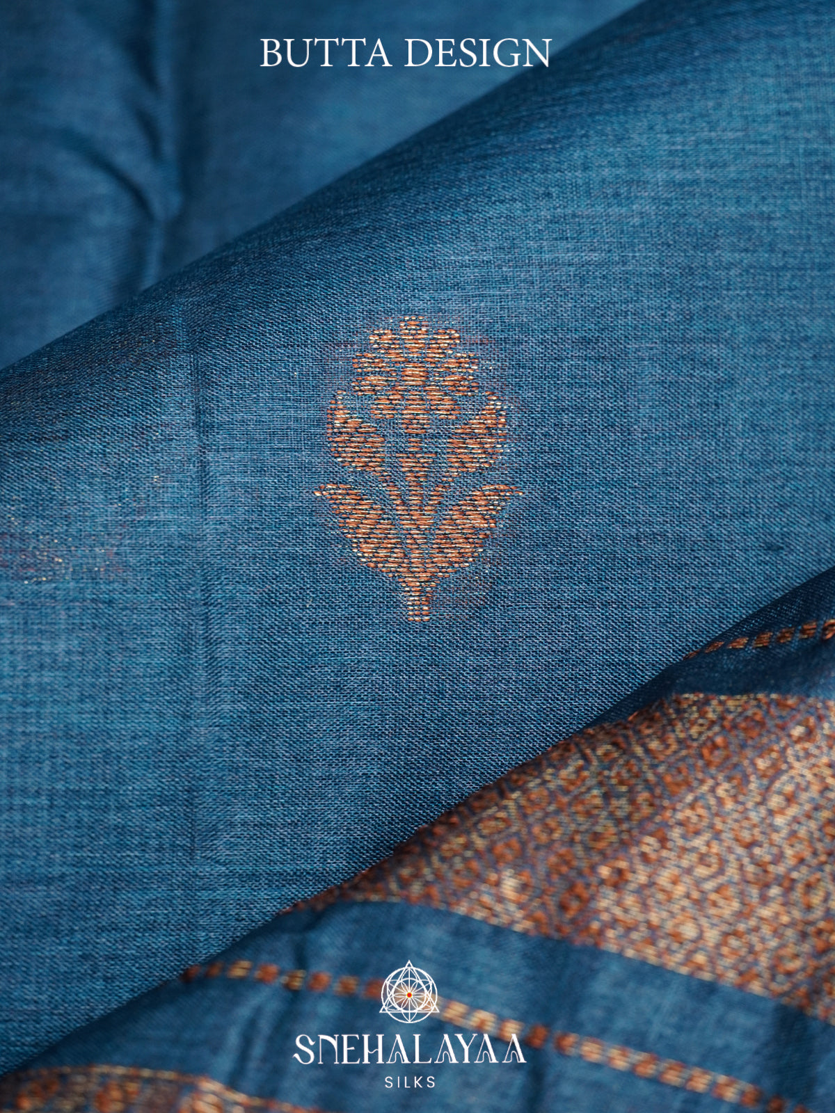 Peacock Blue Tussar Saree