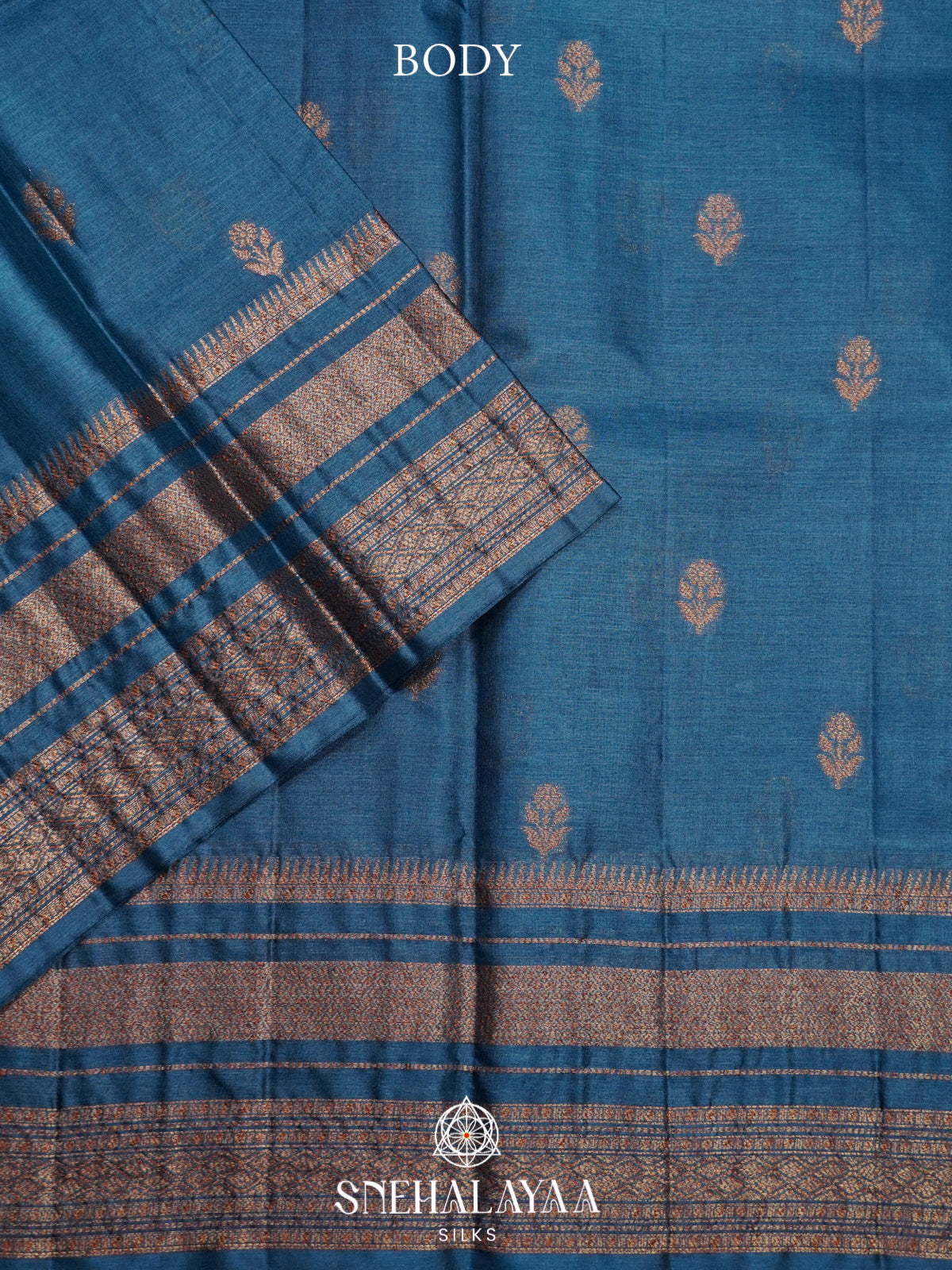 Peacock Blue Tussar Saree