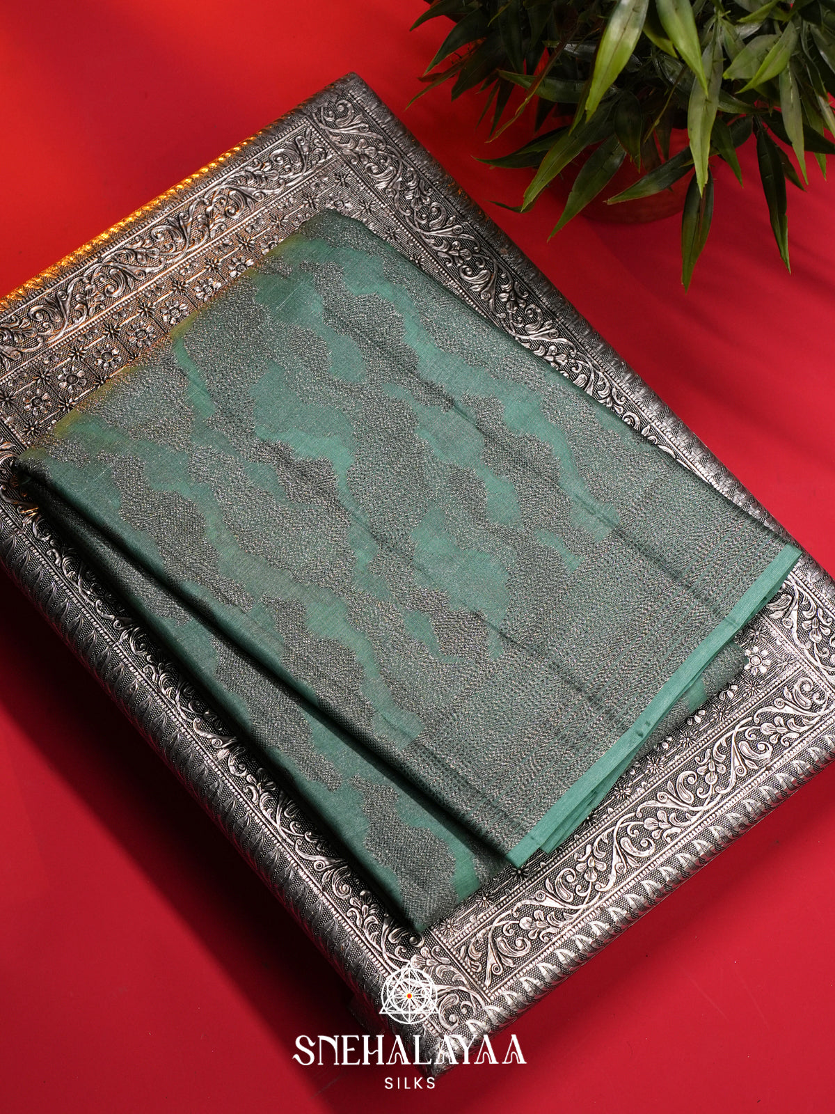 Teal Green Tussar Saree