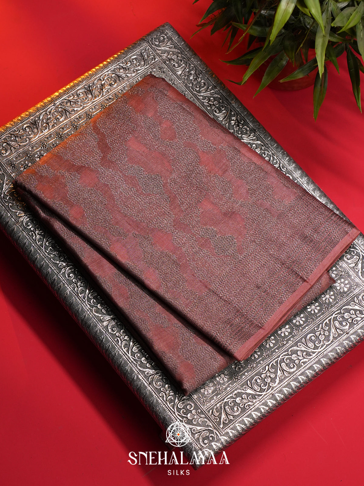 Mauve Pink Tussar Saree