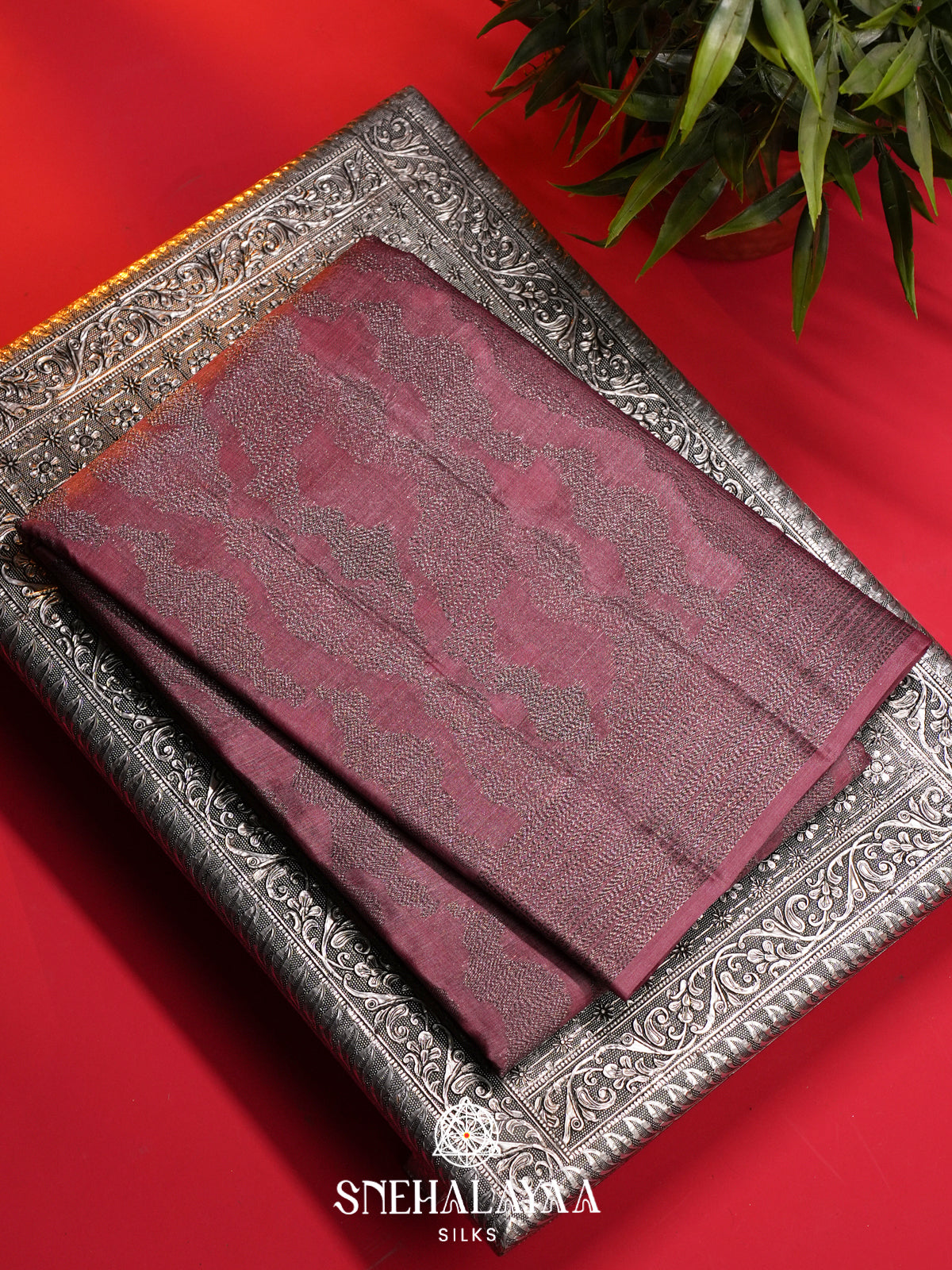 Mauve Pink Tussar Saree