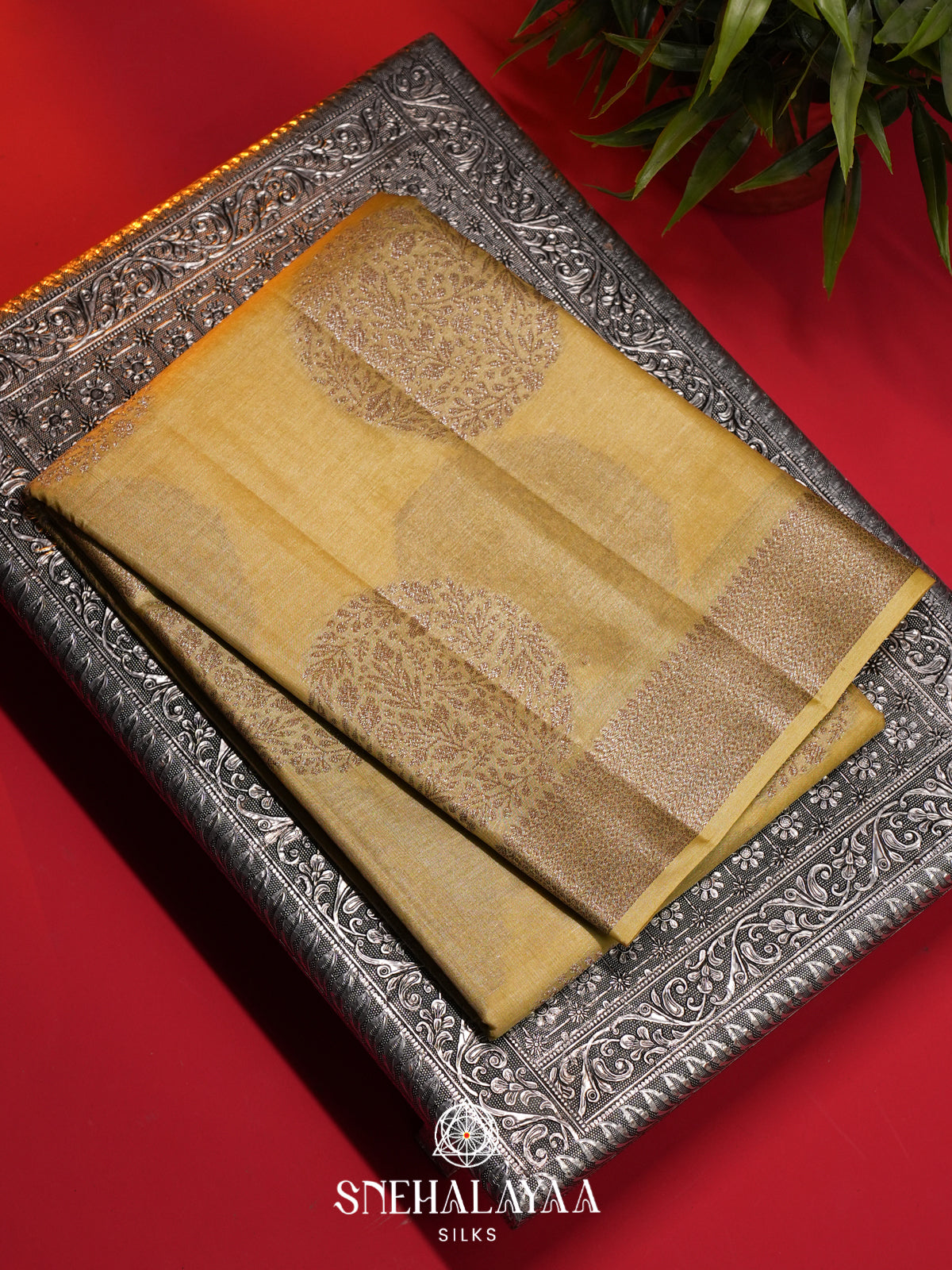 Pale Yellow Tussar Saree