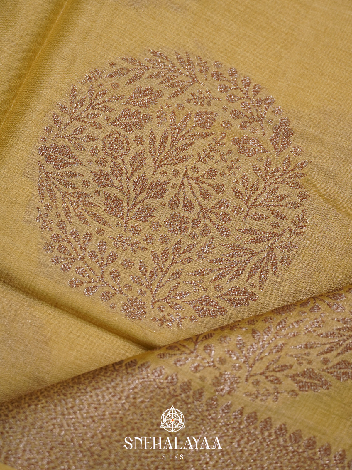 Pale Yellow Tussar Saree