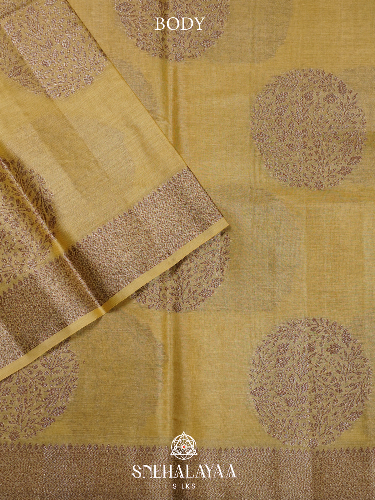 Pale Yellow Tussar Saree