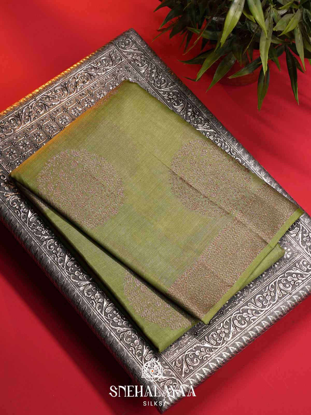 Pista Green Tussar Saree