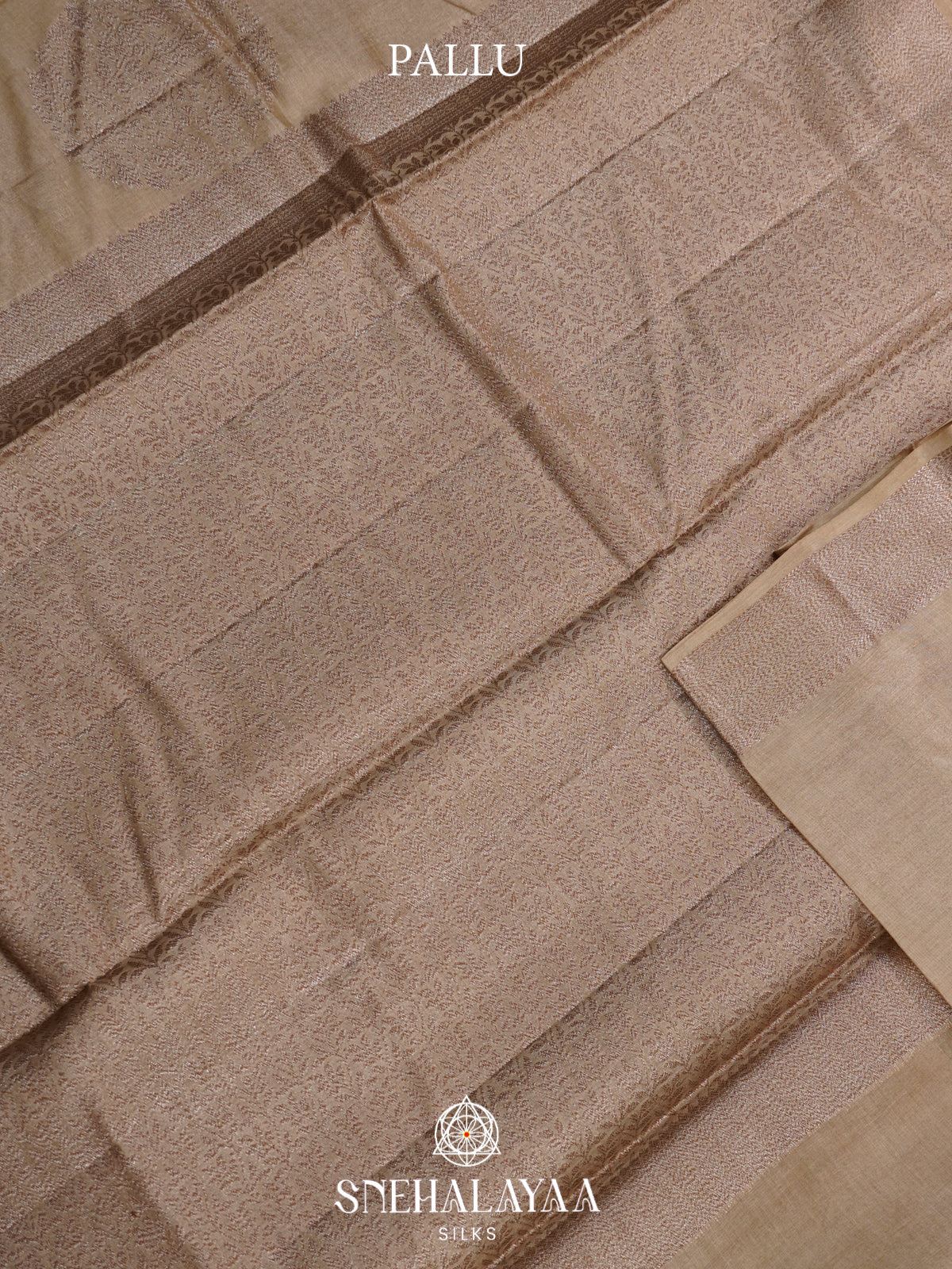 Beige Tussar Saree