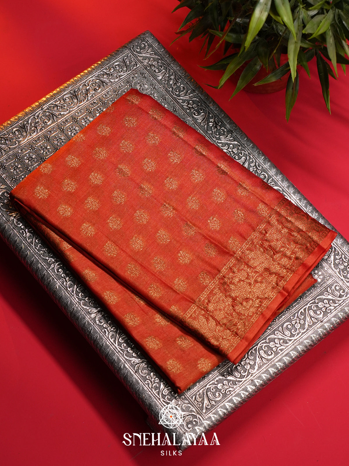 Orange Tussar Saree