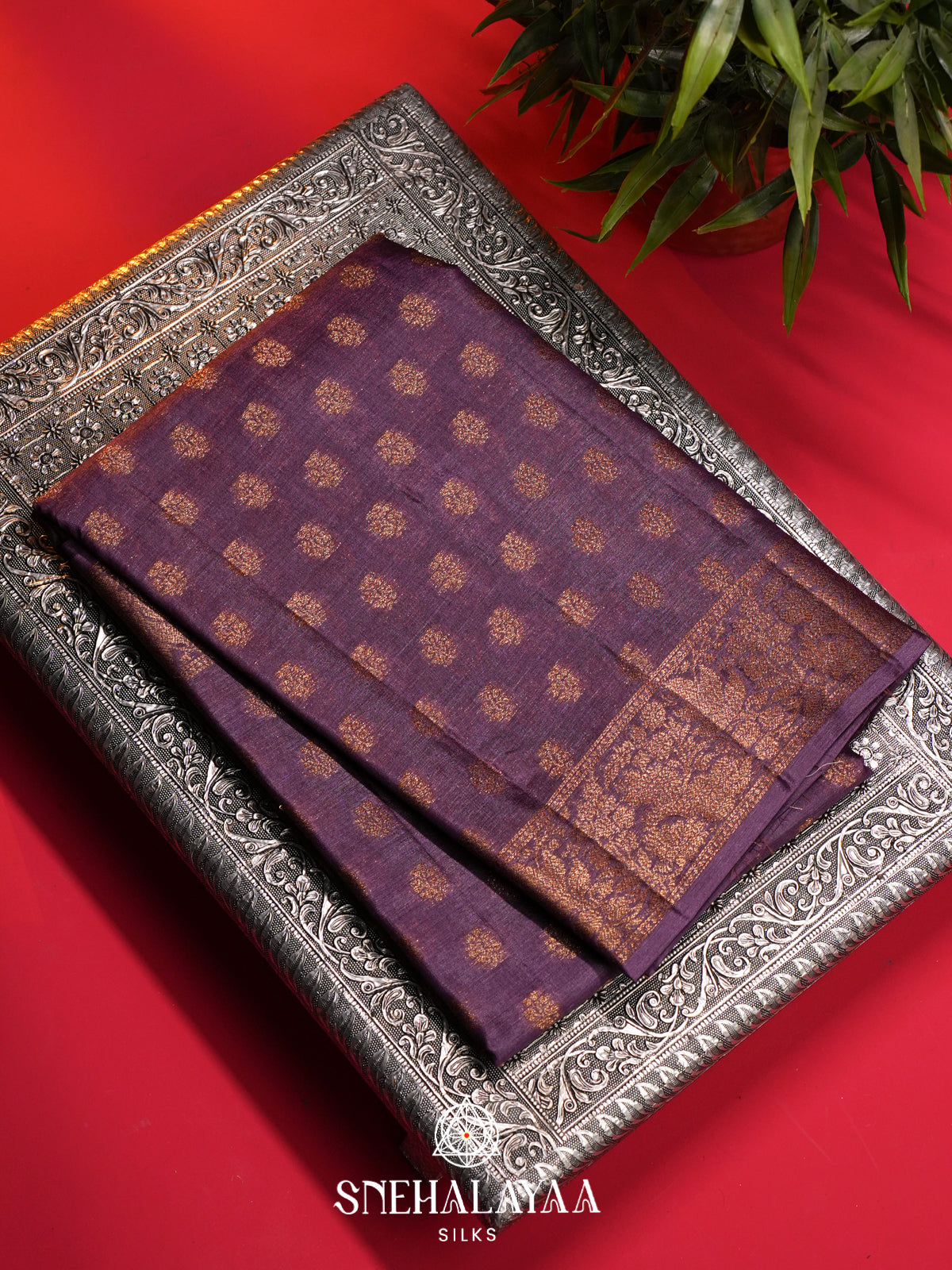 Plum Tussar Saree