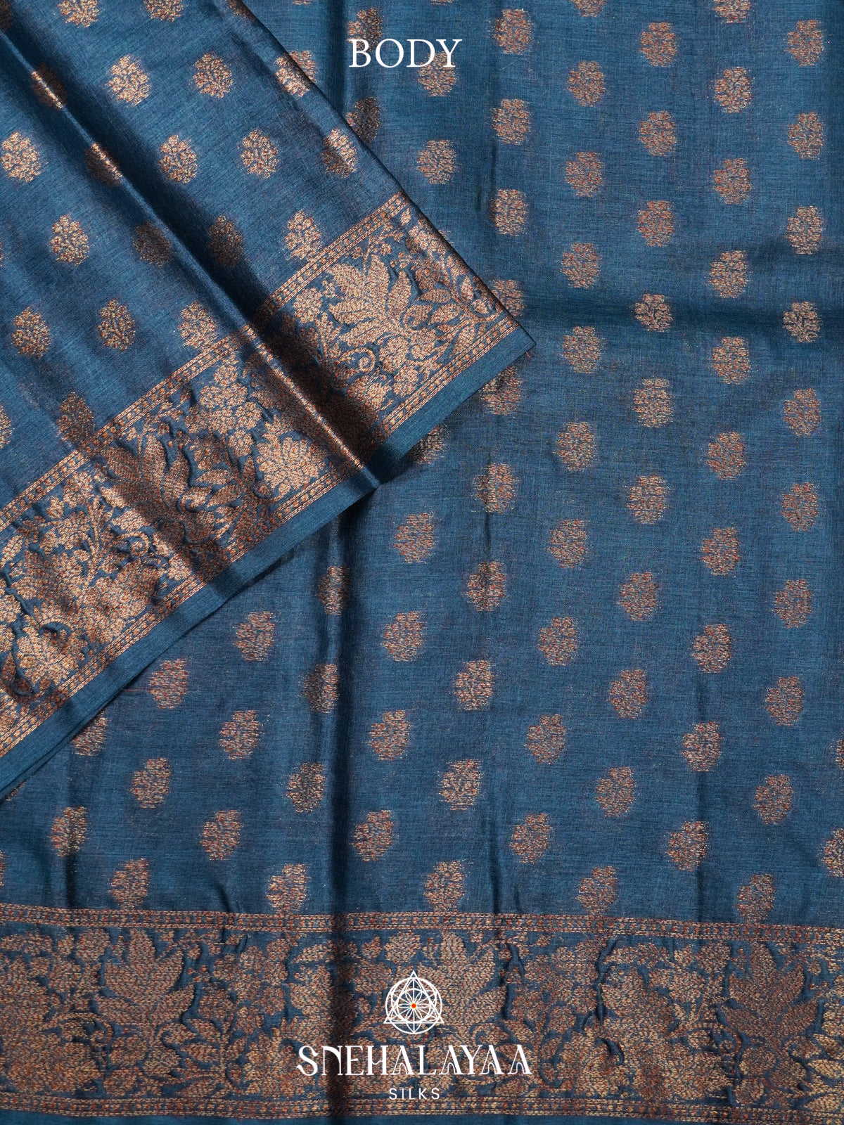 Peacock Blue Tussar Saree
