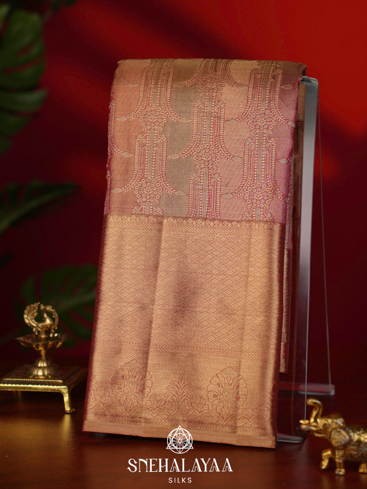 Rose Pink Kanjivaram Silk Saree