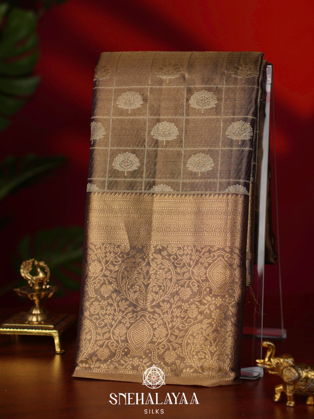 Brown Kanjivaram Silk Saree