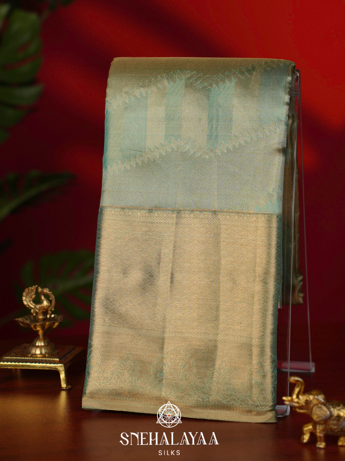Mint Green Kanjivaram Silk Saree