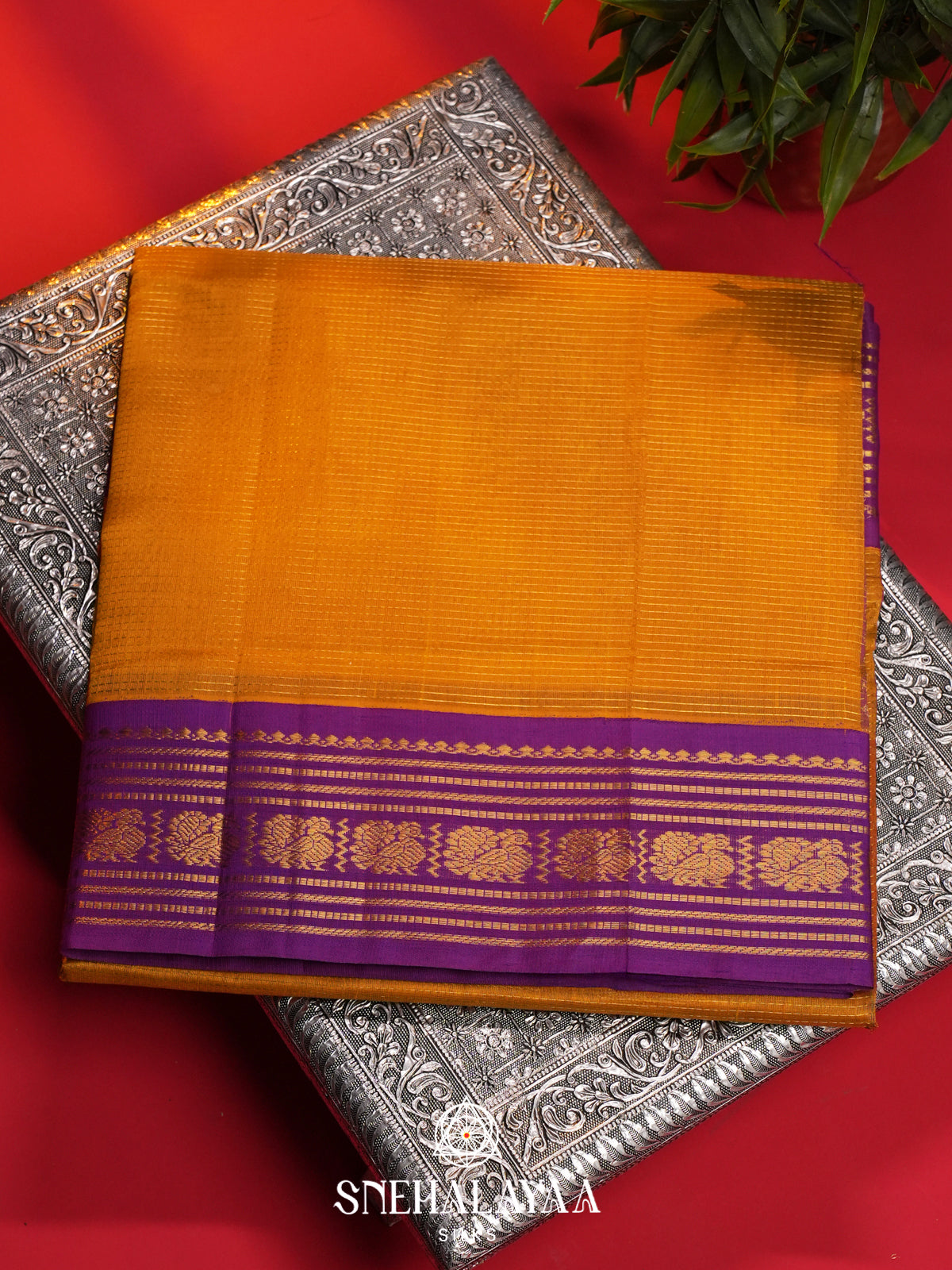 Orange Kanchi Silk Cotton Saree