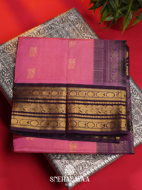 Pink Kanchi Silk Cotton Saree