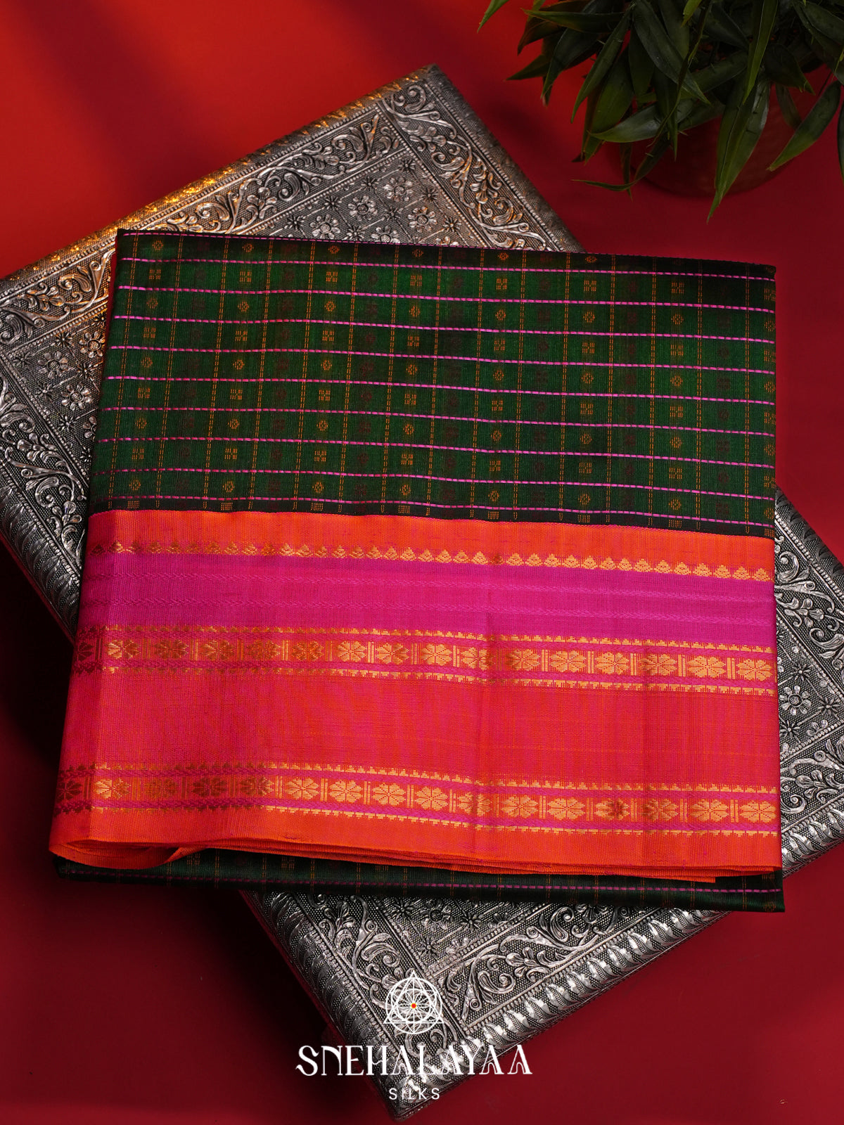 Forest Green Kanchi Silk Cotton Saree