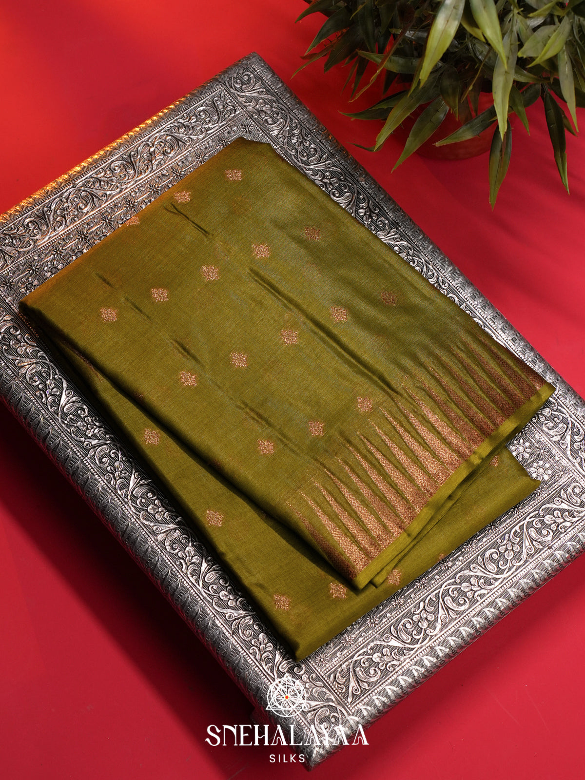 Mehandi Green Tussar Saree