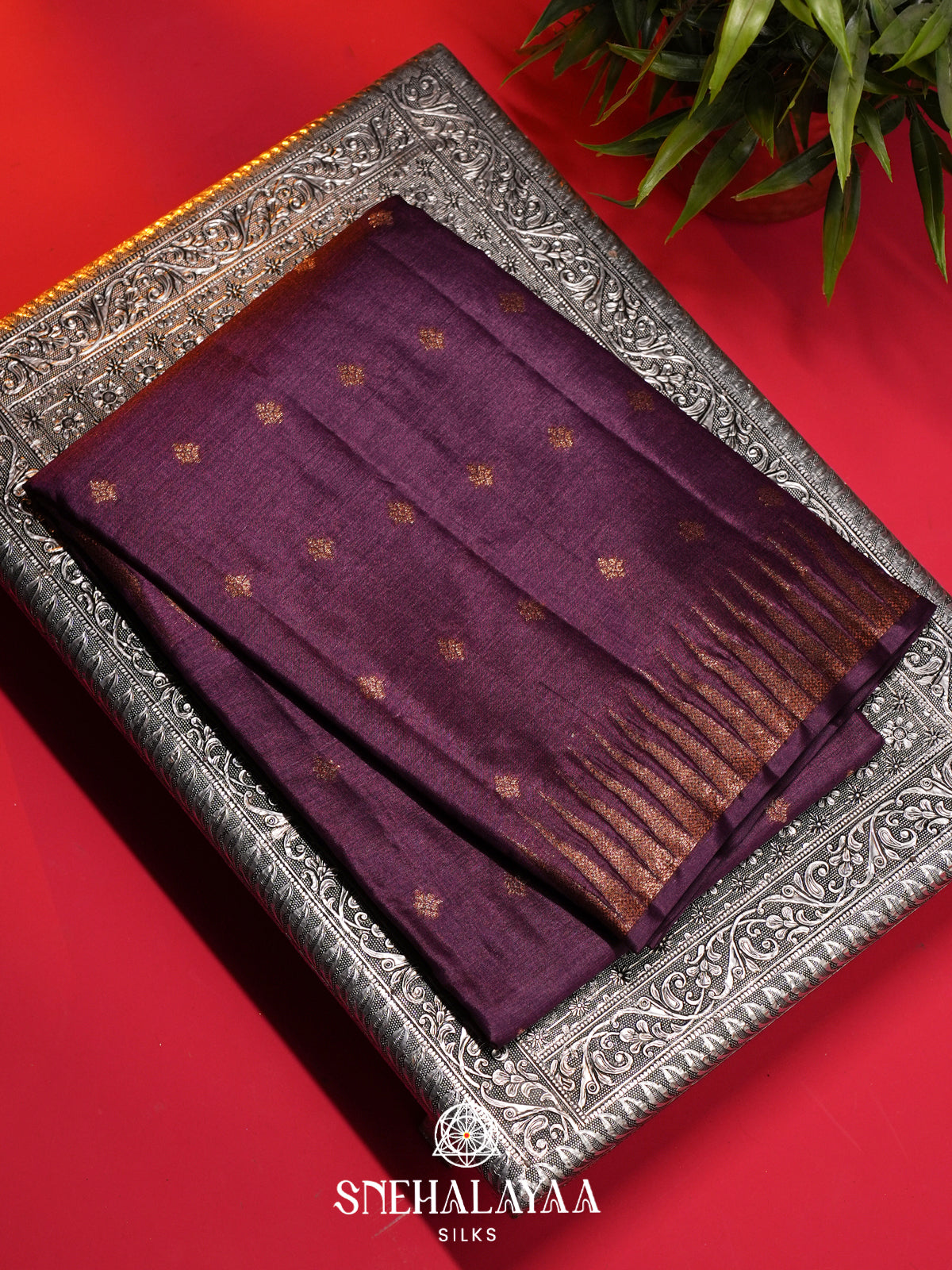 Plum Tussar Saree