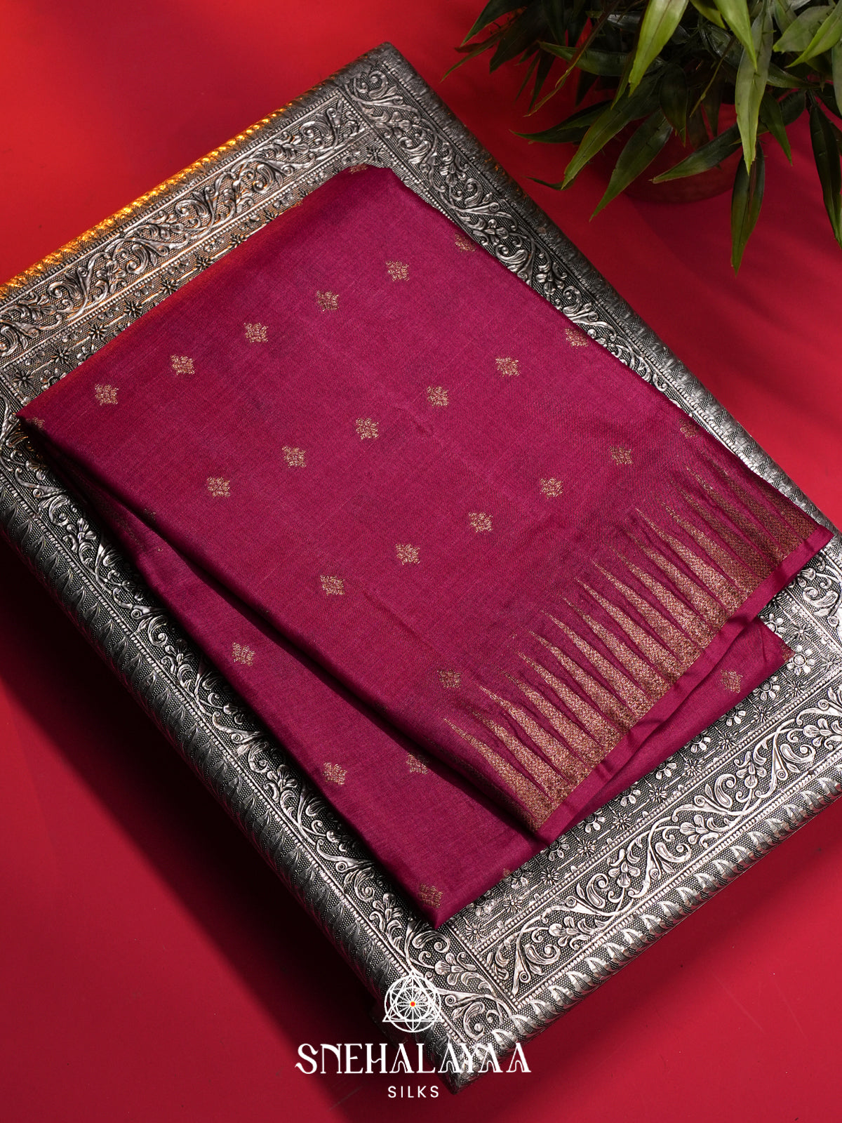 Magenta Pink Tussar Saree