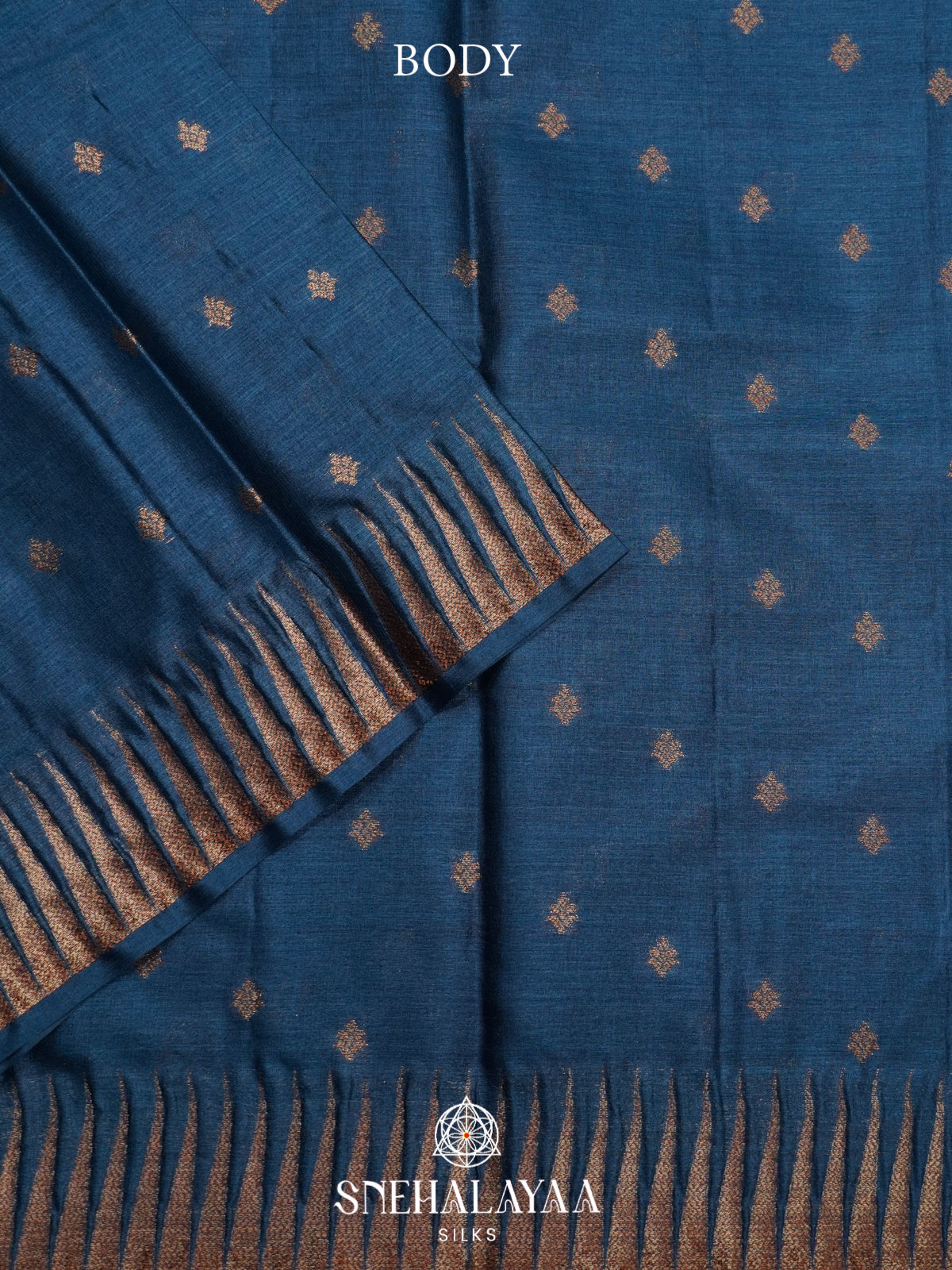 Peacock Blue Tussar Saree