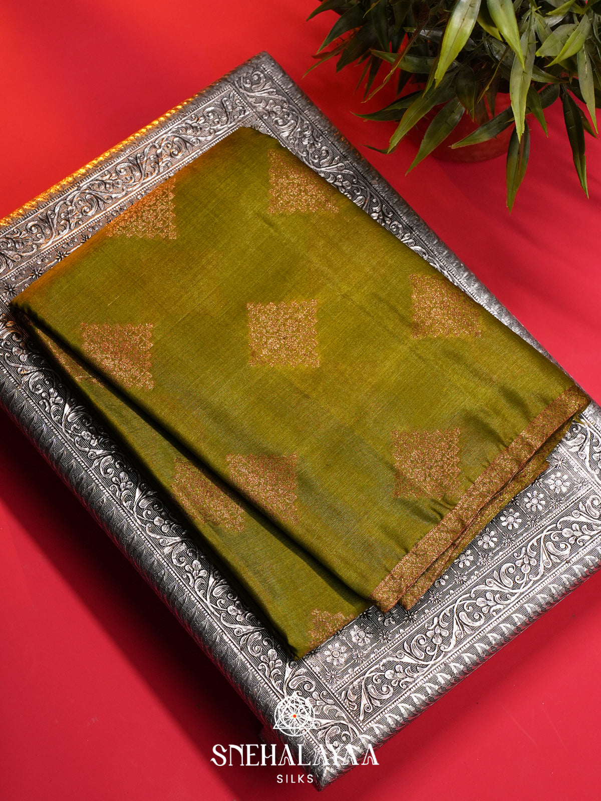Mehandi Green Tussar Saree