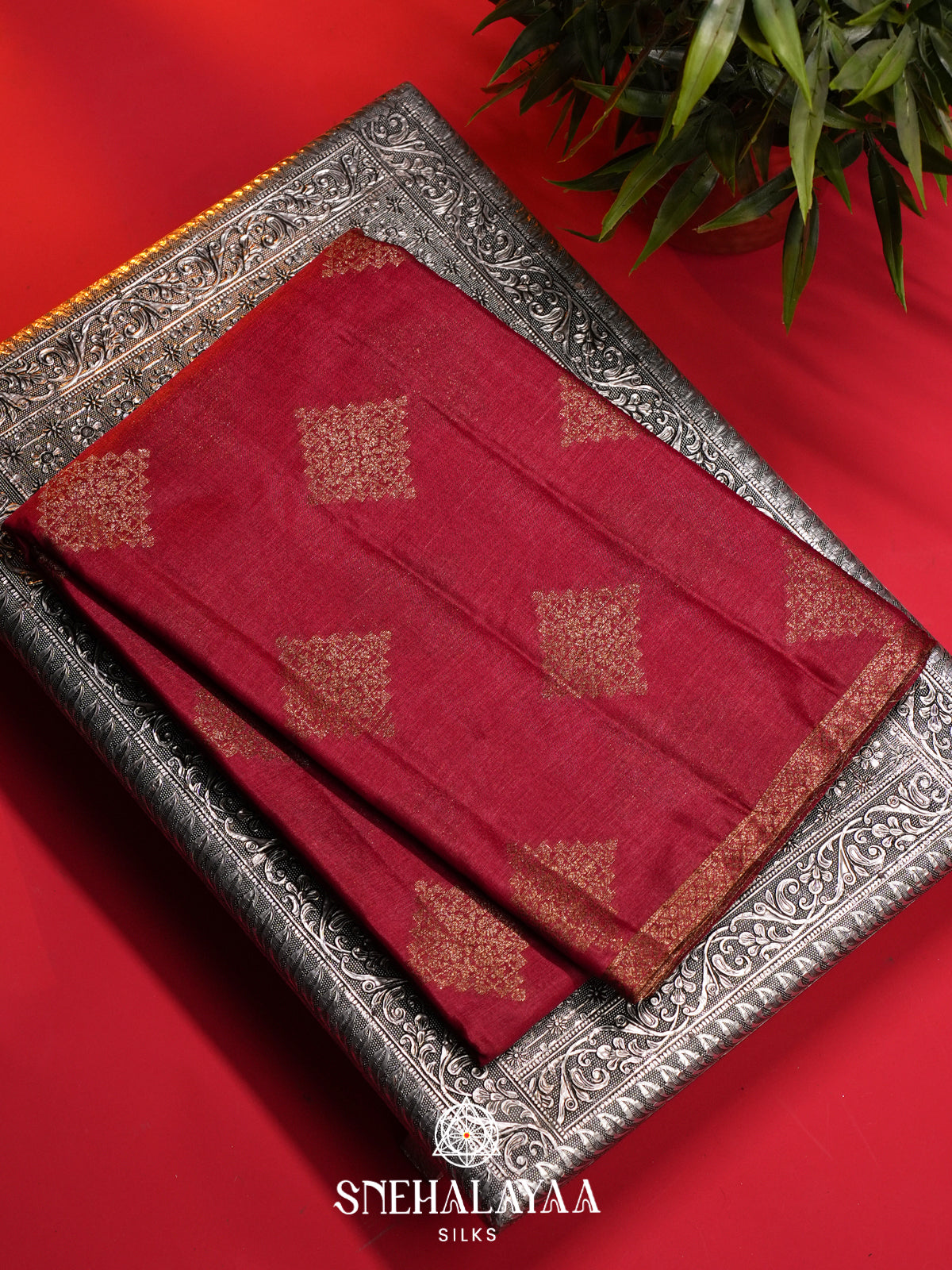 Red Tussar Saree
