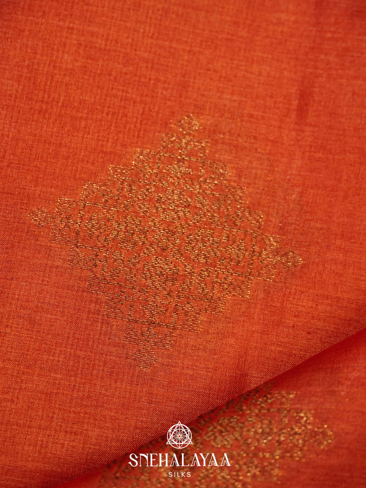 Rust Orange Tussar Saree