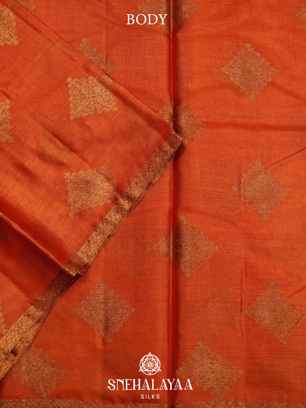 Rust Orange Tussar Saree